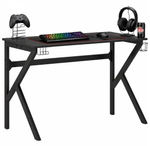 Czarne biurko gamingowe z uchwytami - Avezano