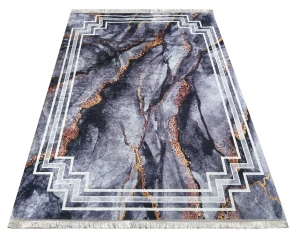 Ciemnoszary prostokątny dywan z motywem marmuru - Arkos