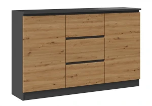Komoda loft z szufladami i drzwiczkami antracyt + dąb artisan - Suso