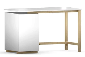 Białe skandynawskie biurko z kontenerkiem 140x60 - Sido 2X