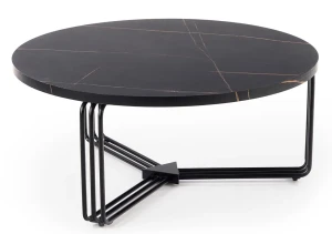 Czarna okrągła ława z marmurkowym wzorem - Avex 3X