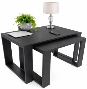 Zestaw czarnych prostokątnych stolików kawowych - Fareo 4X