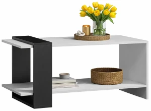 Prostokątny stolik kawowy biały + czarny - Preis