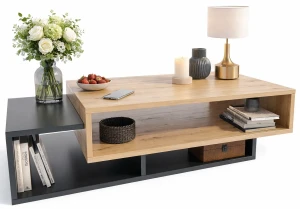 Nowoczesny stolik kawowy dąb artisan + czarny - Hiza