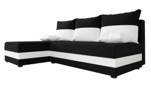 Narożnik rozkładany czarny + biały - Nomi