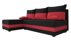 Narożnik rozkładany czarny + czerwony - Nomi