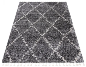 Ciemnoszary dywan shaggy w stylu boho - Basilo 8X