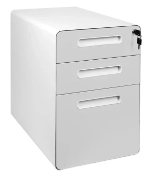 Biała szafka pod blat biurka na kółkach - Amaros