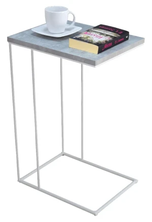 Druciany stolik pomocniczy biały + beton - Martix 3X