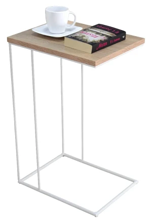 Druciany stolik pomocniczy dąb sonoma + biały - Martix 3X