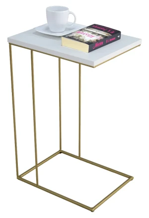 Stolik pomocniczy w stylu glamour biały + złoty - Martix 4X