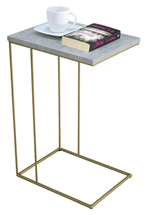 Druciany stolik pomocniczy beton + złoty - Martix 4X