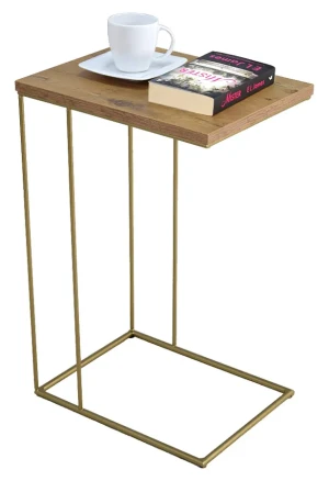 Skandynawski stolik pomocniczy dąb lancelot + złoty- Martix 4X