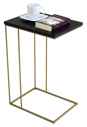 Czarny druciany stolik pomocniczy ze złotym stelażem - Martix 4X