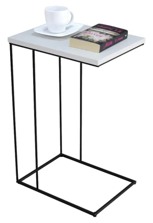 Biały stolik pomocniczy z czarnym stelażem - Martix 5X