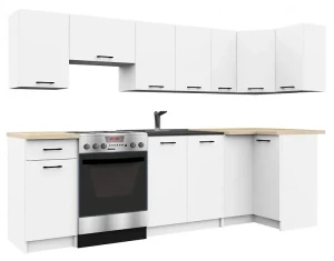 Biały zestaw mebli kuchennych narożnych 300 cm - Vivienne