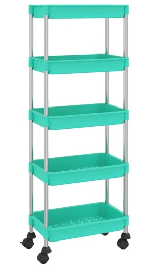 Turkusowy wózek na kółkach do kuchni - Estris