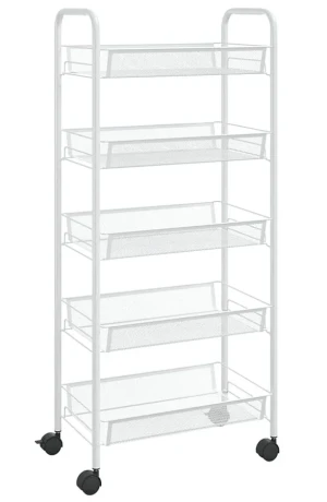 Biały siateczkowy organizer na kółkach - Vremio