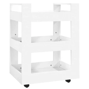 Biały drewniany wózek kuchenny na kółkach - Noden