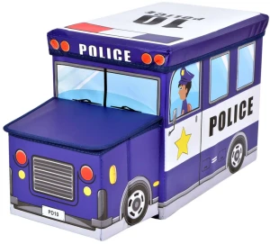 Niebieskie pudełko na zabawki dla dzieci radiowóz - Elie 4X