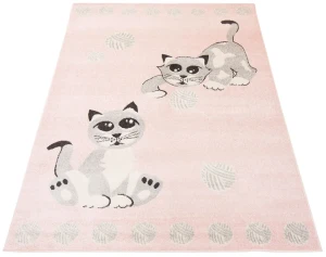 Różowy dywan z kotkami do pokoju dziecięcego - Trino 3X