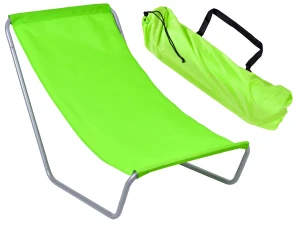 Zielony materiałowy składany leżak plażowy - Vobi