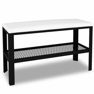 Industrialne siedzisko z półką na buty czarny + biały - Sagal 4X