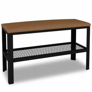 Siedzisko z metalowym stelażem w stylu loft czarny + ciemny beż - Sagal 4X