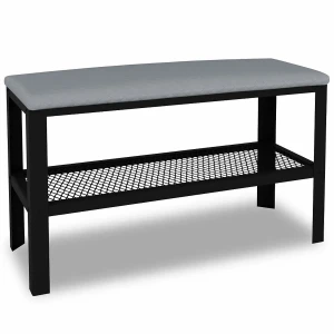 Nowoczesne siedzisko z półką na buty czarny + szary - Sagal 4X