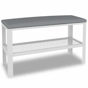 Skandynawskie siedzisko z półką na buty biały + szary - Sagal 5X
