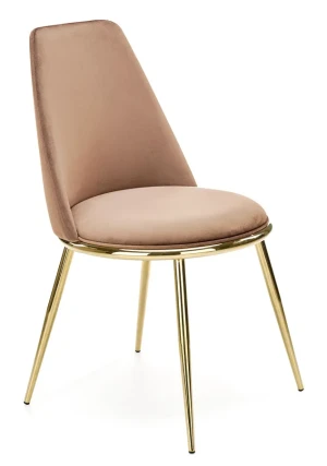 Beżowe krzesło welurowe w stylu glamour - Givero