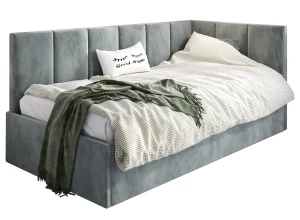 Szary tapicerowany tapczan z oparciem 100x200 - Golones 4X