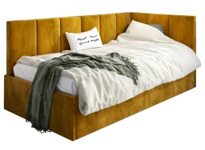 Musztardowy tapczan z oparciem 120x200 - Golones 5X