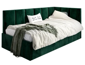 Zielony welurowy tapczan młodzieżowy 120x200 - Golones 5X