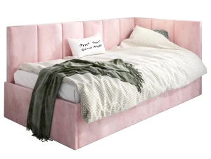 Różowa młodzieżowa sofa welurowa z pojemnikiem 120x200 - Golones 5X