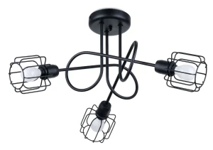Czarny industrialny żyrandol potrójny - A154-Mei