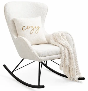 Biały fotel bujany z tkaniny boucle - Axor 4X