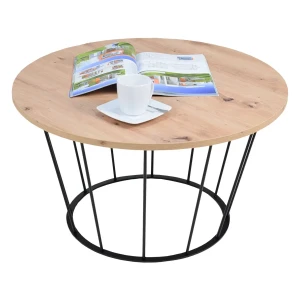 Loftowy stolik kawowy z czarnym stelażem dąb artisan - Melbro 4X