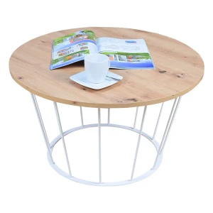 Skandynawski stolik kawowy z białym stelażem dąb artisan - Melbro 5X