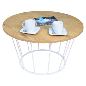 Stolik kawowy z metalowym stelażem dąb lancelot - Melbro 5X