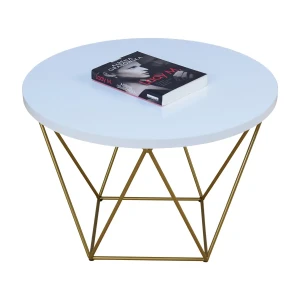 Stolik kawowy z metalowym stelażem biały - Tympa 3X