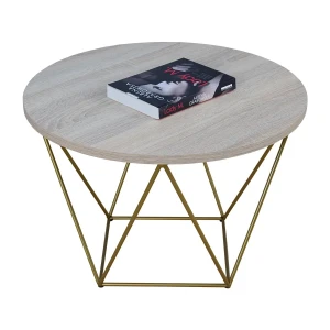 Stolik kawowy ze złotym stelażem dąb sonoma - Tympa 3X