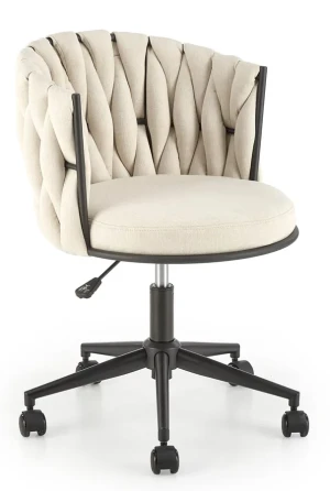 Jasnobeżowy tapicerowany fotel obrotowy - Pafos