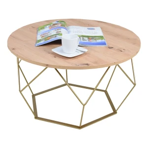 Nowoczesny okrągły stolik kawowy dąb artisan - Liliana 3X