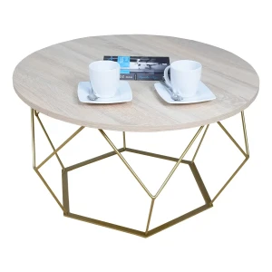 Stolik kawowy z metalowym stelażem dąb sonoma - Liliana 3X