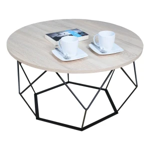 Loftowy stolik kawowy z metalowym stelażem dąb sonoma - Liliana 4X