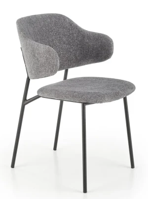 Szare tapicerowane krzesło z kubełkowym oparciem - Movissa