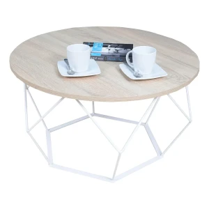 Stolik kawowy z białym stelażem dąb sonoma - Liliana 5X