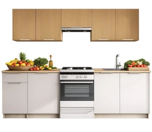 Zestaw mebli kuchennych orzech / kaszmir 240 cm - Frutti