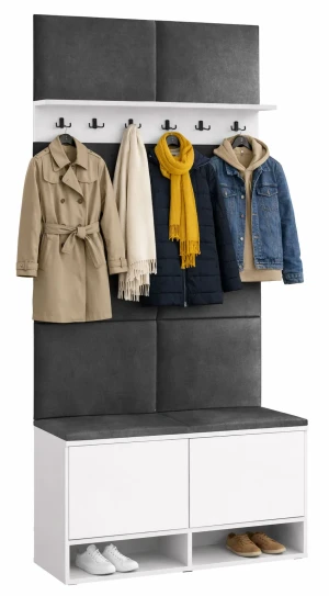 Garderoba z szafką na buty biały + szary - Somena 5X